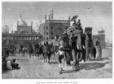 Shah Jehan leaving the Great Mosque at Delhi c19th century.Artist: Edwin Lord Weeks