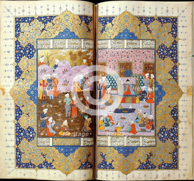 Shah Luhrasp’s Ascension to the Throne (Manuscript illumination from the epic Shahname by Ferdowsi). Artist: Iranian master  