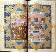 Shah Luhrasp’s Ascension to the Throne (Manuscript illumination from the epic Shahname by Ferdowsi). Artist: Iranian master