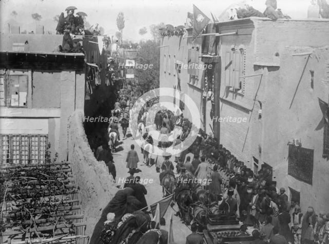 Shah of Persia arriving in Ourmiah, 1911. Creator: Bain News Service.
