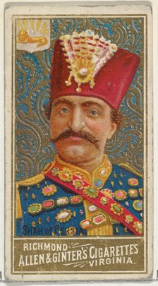 Shah of Persia, from World's Sovereigns series (N34) for Allen & Ginter Cigarettes, 1889., 1889. Creator: Allen & Ginter