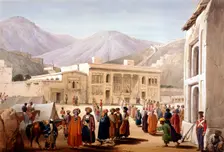 Shah Shoja, puppet of the British, holding a durbar at Kabul, First Anglo-Afghan War, 1838-1842. Artist: James Atkinson
