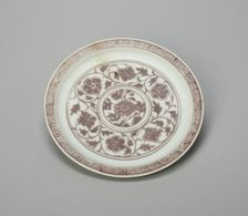 Shallow Dish with Peony Scrolls, Chrysanthemum..., Ming dynasty), Hongwu period (1368-1388). Creator: Unknown