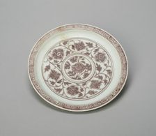 Shallow Dish with Peony Scrolls, Chrysanthemum..., Ming dynasty), Hongwu period (1368-1388). Creator: Unknown