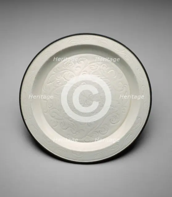 Shallow Dish with Peony Sprays, Northern Song dynasty, (960-1127), 11th century. Creator: Unknown.