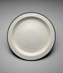 Shallow Dish with Peony Sprays, Northern Song dynasty, (960-1127), 11th century. Creator: Unknown