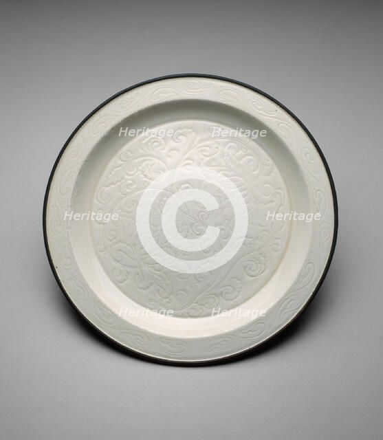 Shallow Dish with Peony Sprays, Northern Song dynasty, (960-1127), 11th century. Creator: Unknown.