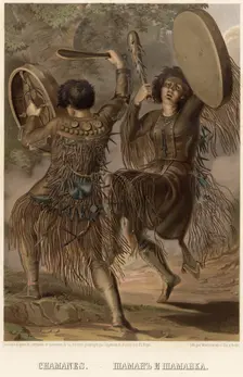 Shaman and shamanka, 1862. Creator: Karlis Huns