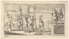 Shameful Discharge (John Beaver, Roman Military Punishments, 1725), after 1725. Creator: William Hogarth