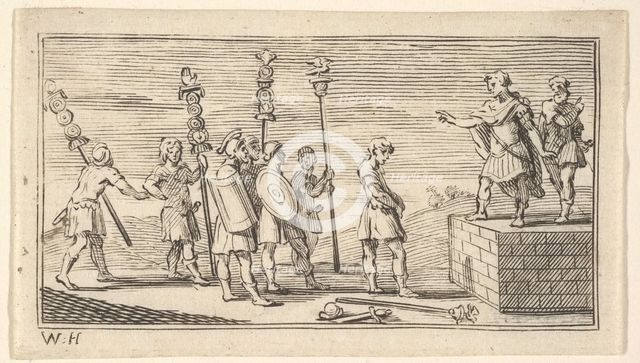 Shameful Discharge (John Beaver, Roman Military Punishments, 1725), after 1725. Creator: William Hogarth.
