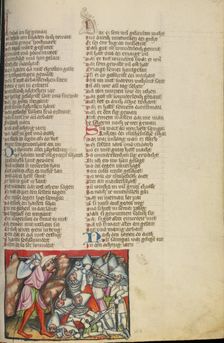 Shamgar Defeats the Philistines; Weltchronik, about 1400-1410. Creator: Unknown
