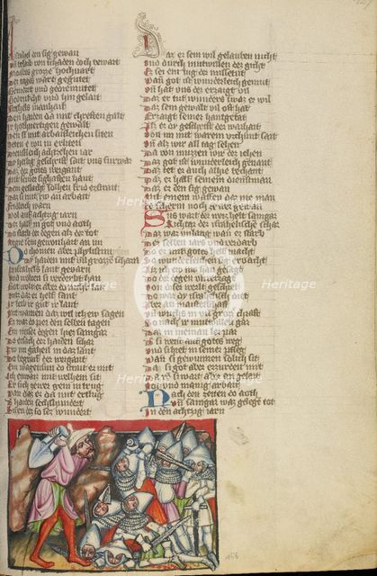 Shamgar Defeats the Philistines; Weltchronik, about 1400-1410. Creator: Unknown.
