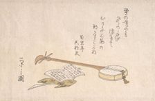 Shamisen, Plectrum and a Book. Creator: Hosoda Eishi