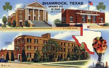 Shamrock, Texas, Entrance City to Texas postcard, 1943