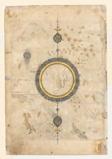 Shamsa (recto) from right folio from a double-page frontispiece of a Shahnama..., c. 1444. Creator: Unknown