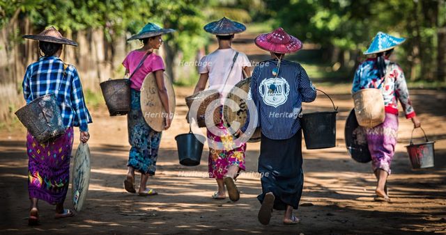 Shan Women Walking Home. Creator: Dorte Verner.