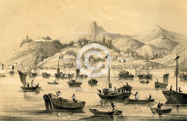 'Shanghai, one of the five ports opened by the late treaty to British commerce', 1847. Artist: Unknown