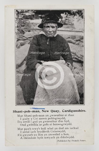 Shani-pob-man (Jane Leonard), New Quay, Cardiganshire with a short poem about her, c1906. Creator: Unknown.