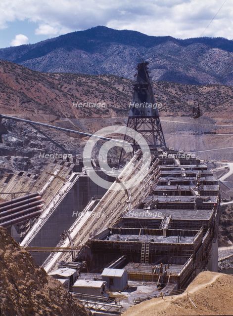Shasta dam under construction, California, 1942. Creator: Russell Lee.