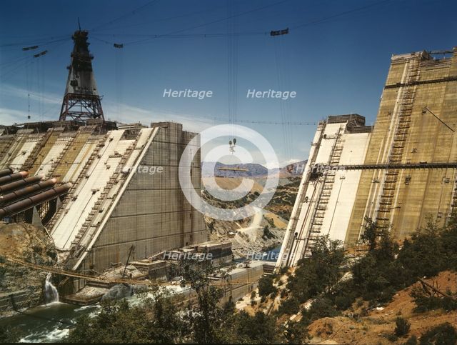 Shasta dam under construction, California, 1942. Creator: Russell Lee.