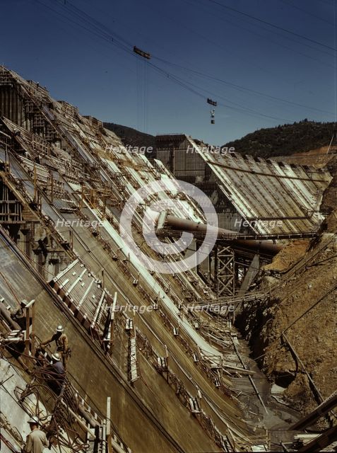 Shasta dam under construction, California, 1942. Creator: Russell Lee.