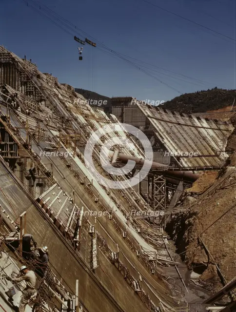Shasta dam under construction, California, 1942. Creator: Russell Lee.