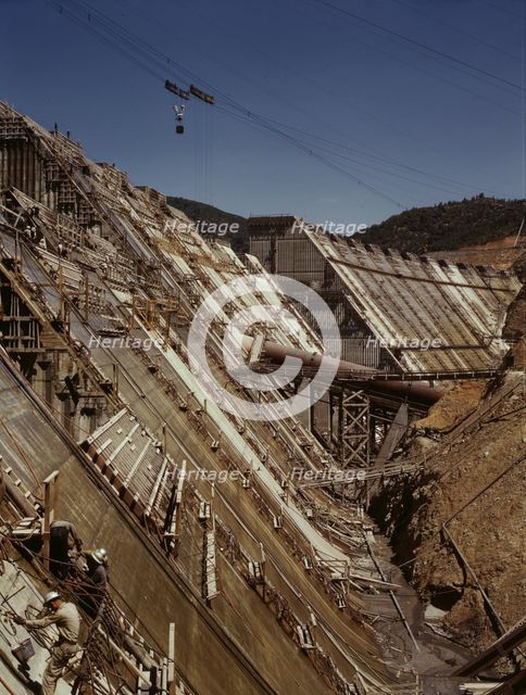 Shasta dam under construction, California, 1942. Creator: Russell Lee.