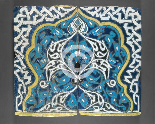 Shaped Tiles in the 'Cuerda Seca' Technique, Turkey, late 14th century. Creator: Unknown.