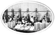 Shaping hats and helmets: the hydraulic presses at work, 1909. Creator: Unknown