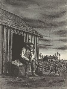 Sharecropper with Dog, ca.1935 - 1943. Creator: John MacWhirter