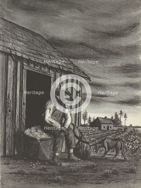Sharecropper with Dog, ca.1935 - 1943. Creator: John MacWhirter.