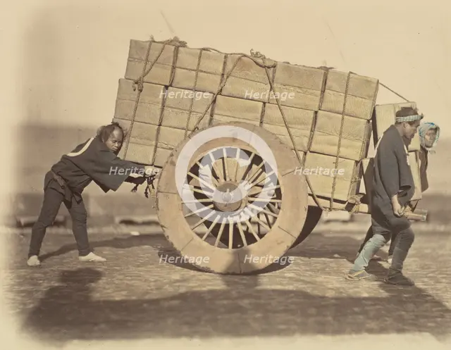 Shariki, or Cart-Pushing Coolies, ca. 1860. Creator: Felice Beato.