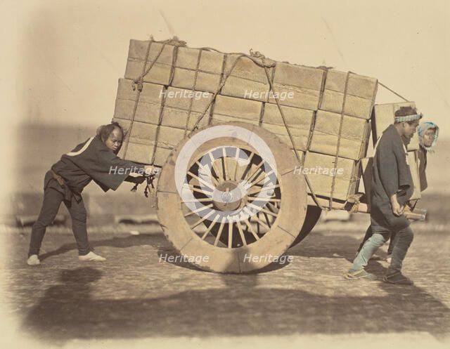 Shariki, or Cart-Pushing Coolies, ca. 1860. Creator: Felice Beato.