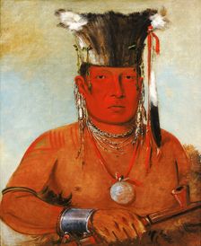Sháw-da-mon-née, There He Goes, a Brave, 1832. Creator: George Catlin