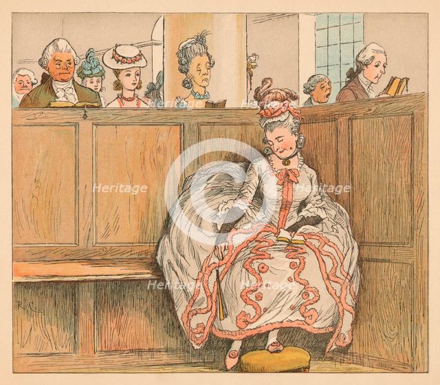 'She never slumber'd in her pew', c1885, (1934). Creator: Randolph Caldecott.