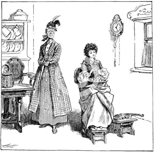 'She learnt to peel onions without crying', 1906. Artist: Gordon Frederick Browne