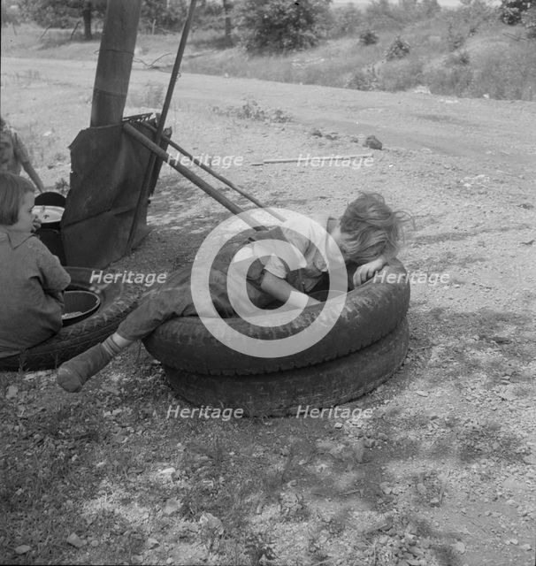 She lives on "Scratch Hill," outside Atoka, Oklahoma, Atoka County, Oklahoma, 1938. Creator: Dorothea Lange.