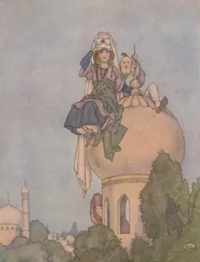 She Sat The Livelong Day Upon the Roof of Her Palace, Expecting Him c1930. Artist: W Heath Robinson