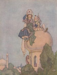 She Sat The Livelong Day Upon the Roof of Her Palace, Expecting Him c1930. Artist: W Heath Robinson