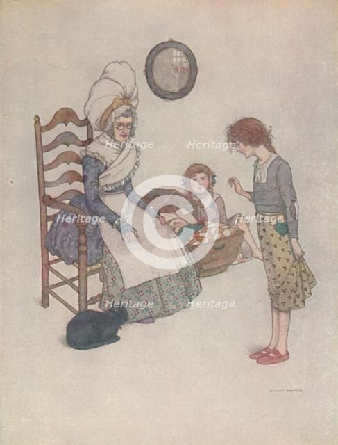 'She Sat Down One Day and Made Out of Some Pieces of Red Cloth a Pair of Little Shoes', c1930. Artist: W Heath Robinson.