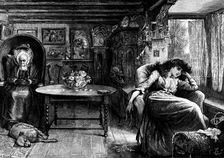 She sat leaning back in a low chair, her face turned towards the window, 1890. Creator: R. Taylor