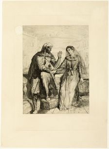 She Thank'd Me, plate two from Othello, 1844. Creator: Theodore Chasseriau