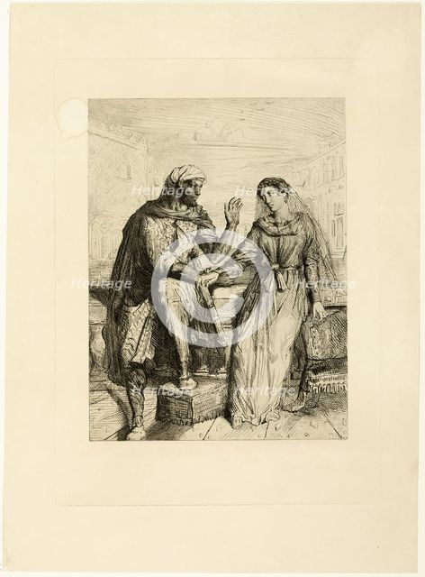 She Thank'd Me, plate two from Othello, 1844. Creator: Theodore Chasseriau.