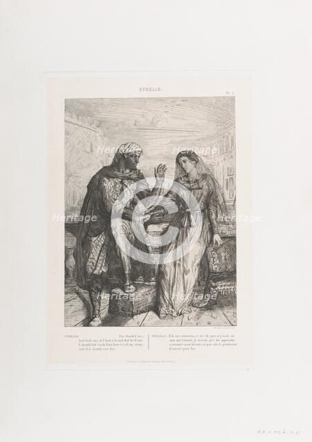 She thank'd me: plate 2 from Othello (Act 1, Scene 3), 1844. Creator: Theodore Chasseriau.