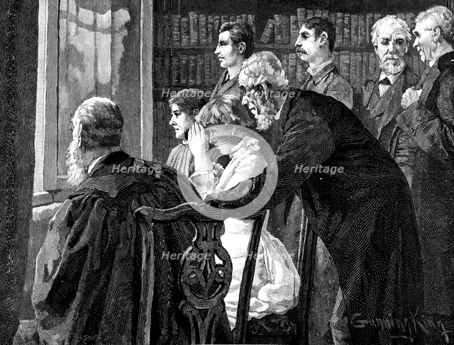 She took the glass, but purposely turned it on the wrong boat, 1883. Creator: R. Taylor.