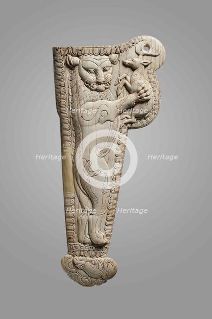 Sheath for an akinakes with a lion grasping a deer, 5th-4th century BC. Creator: Central Asian Art.