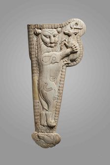 Sheath for an akinakes with a lion grasping a deer, 5th-4th century BC. Creator: Central Asian Art