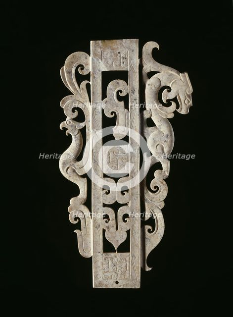 Sheath with Bird and Feline or Dragon, Warring States period to early..., 3rd/2nd cent. B.C. Creator: Unknown.