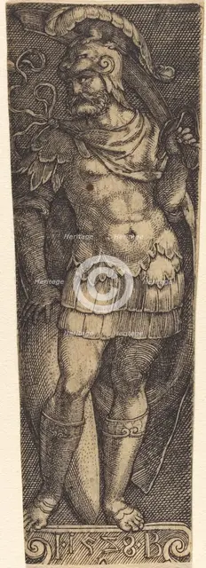 Sheath with Warrior, 1528. Creator: Master I. B..