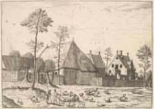 Shed with Cottage, from The Small Landscapes, 1559-61. Creator: Johannes van Doetecum I